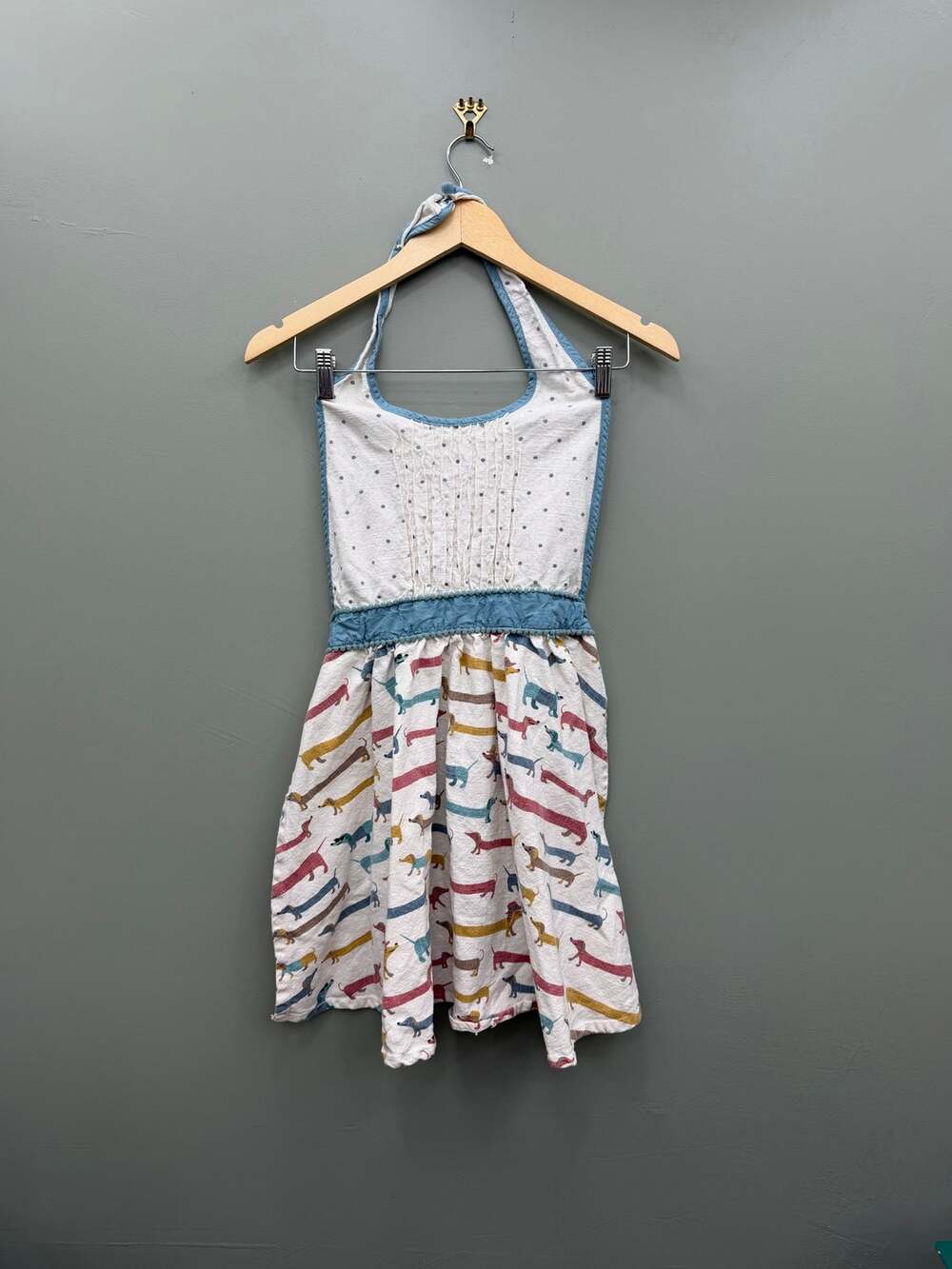 Dachshund Dog Print Halter Apron Cotton Boho Cottagecore Novelty